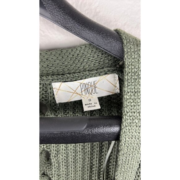 Pinque - Small - Olive Green Cardigan With Crisscross Lace-Up And Ribbed Cuffs - Picture 2 of 6